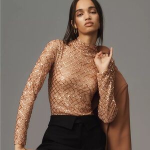 NWT Anthropologie Pilcro Turtleneck Sequin Top Size Small